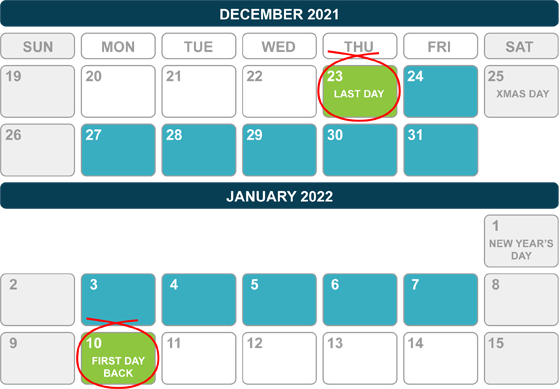Annual Maintenance Period Calendar
